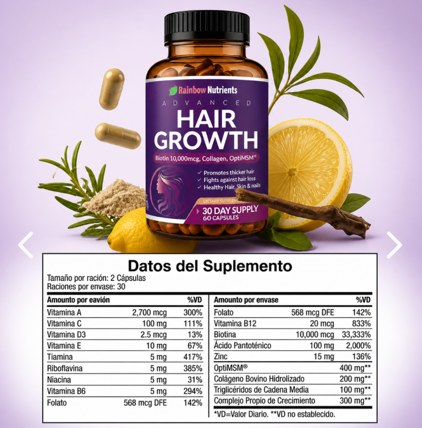 Capsulas Hair Growth™ 🌸✨ - Tu complemento para lograr un cabello fuerte y con brillo.