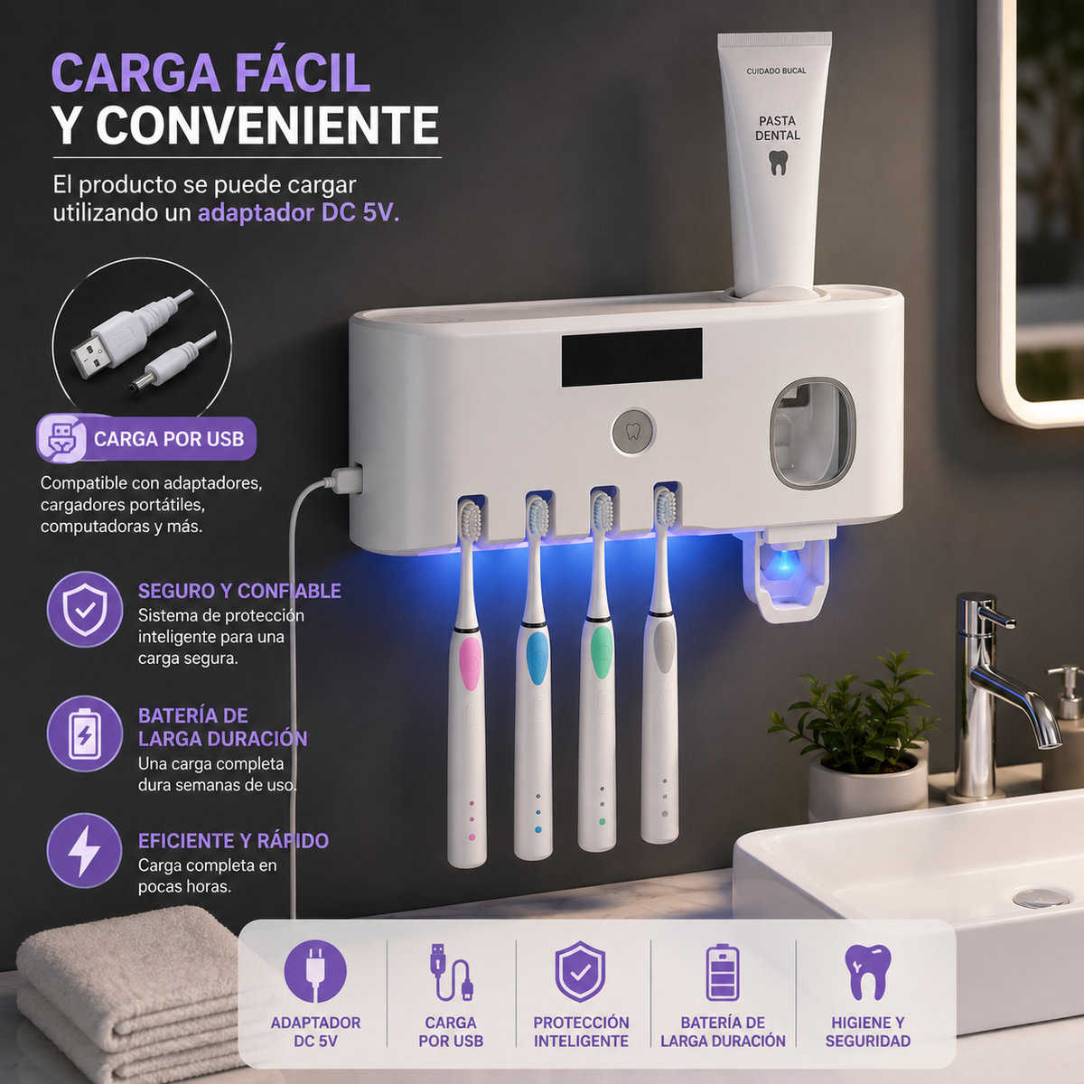 DentaPure™Higiene y protección para tu cepillo dental y el de tu familia.