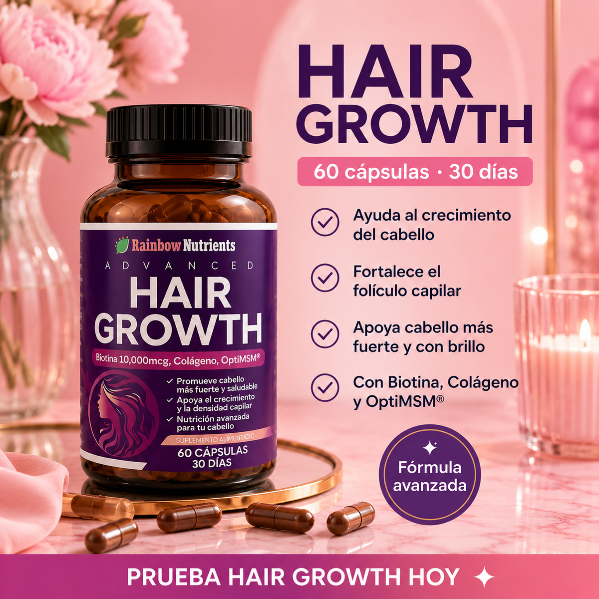 Capsulas Hair Growth™ 🌸✨ - Tu complemento para lograr un cabello fuerte y con brillo.