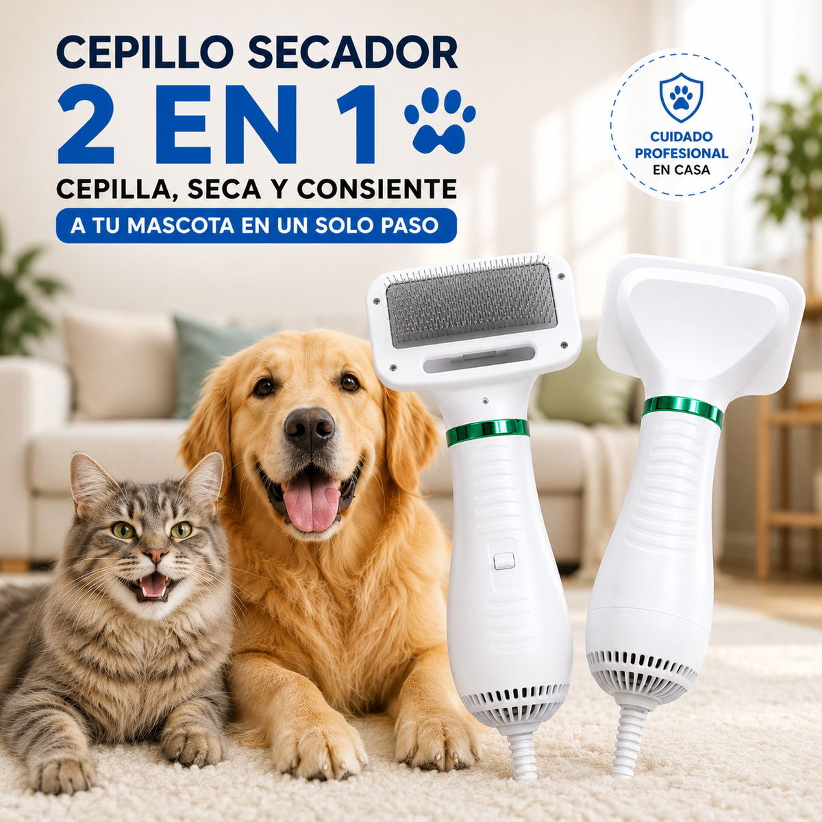 MimoPet™ | No Mas Pelos Sueltos de tu Mascota,Cepillo Secador 2 en 1