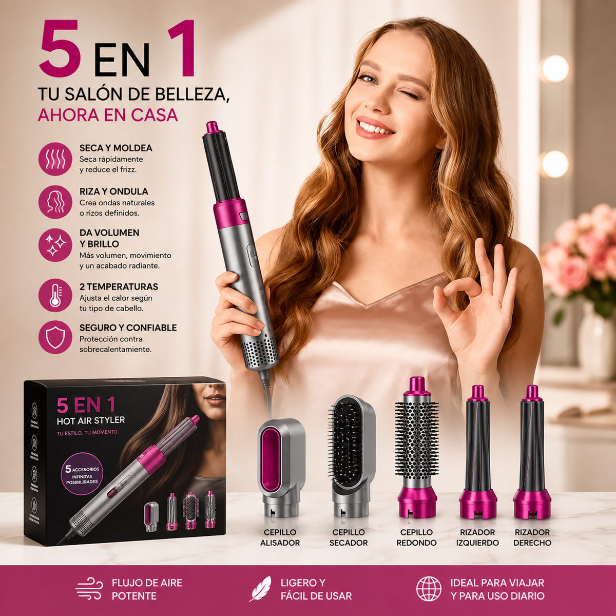 GlamAir™ 5 en 1 UN SOLO PRODUCTO. INFINITAS FORMAS DE SENTIRTE INCREÍBLE. ✨